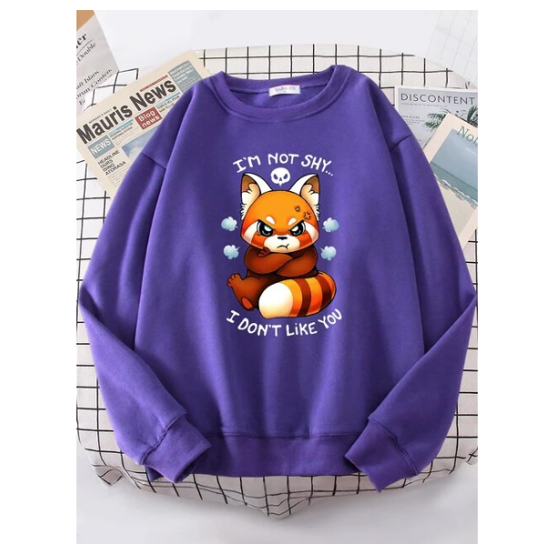 Adorable Angry Fox Cartoons Hoody Female Fashion Crewneck Sweatshirt