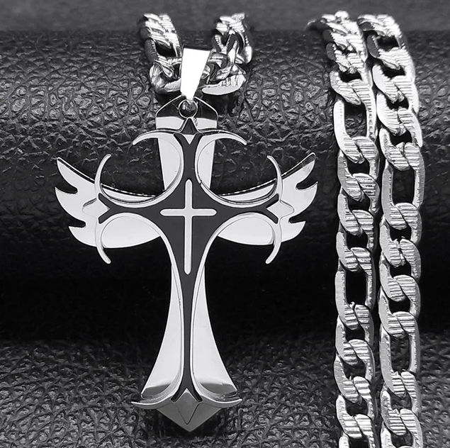 Pendant Necklace For Men Hip Hop Stainless Steel Crucifix - DUGO