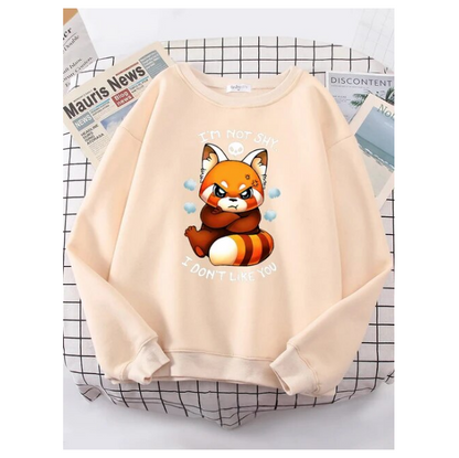 Adorable Angry Fox Cartoons Hoody Female Fashion Crewneck Sweatshirt