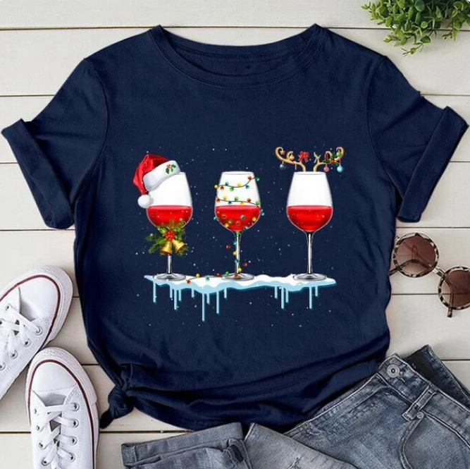 Funny Christmas Pattern Tshirt Short Sleeve