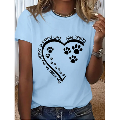 Women Dog Lovers Print Tshirts Casual Fashion