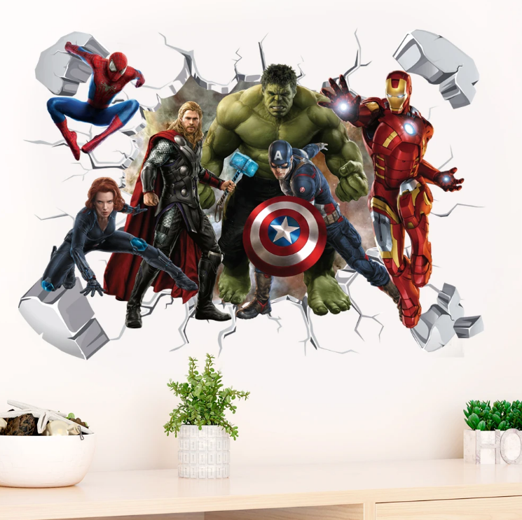 3D Avengers Captain America Cartoon Wall Stickers For Kids