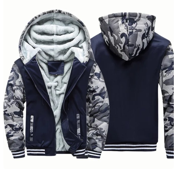 Men Winter Camouflage Fleece Thicken Hooded