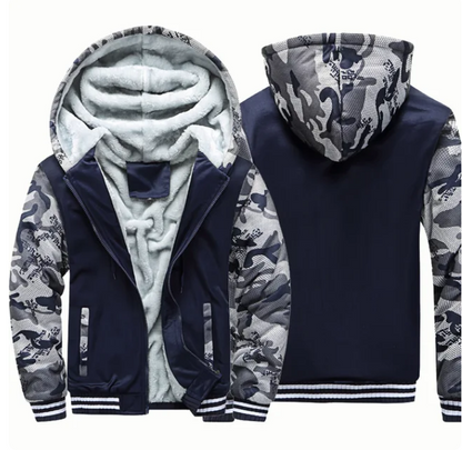 Men Winter Camouflage Fleece Thicken Hooded