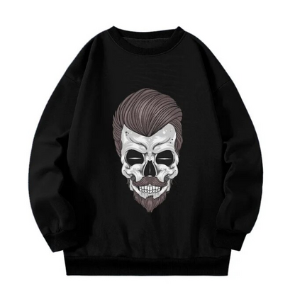 Vintage Black Style Mustache Skull Sweatshirt