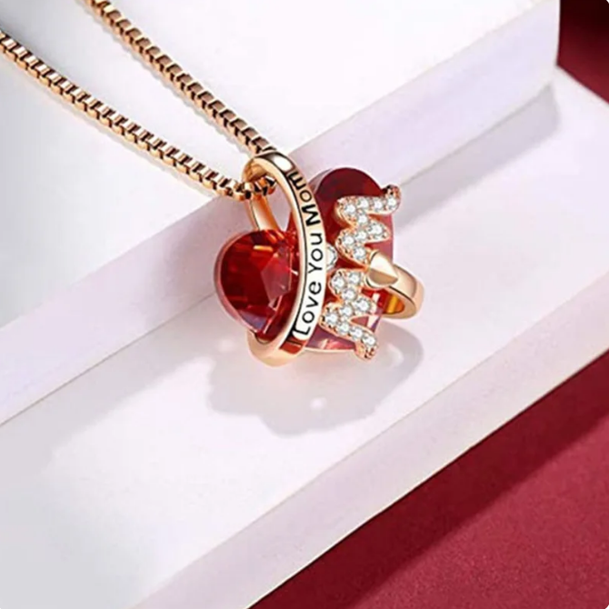 Necklace Heart Crystal Jewelry Anniversary Mother Day Gift