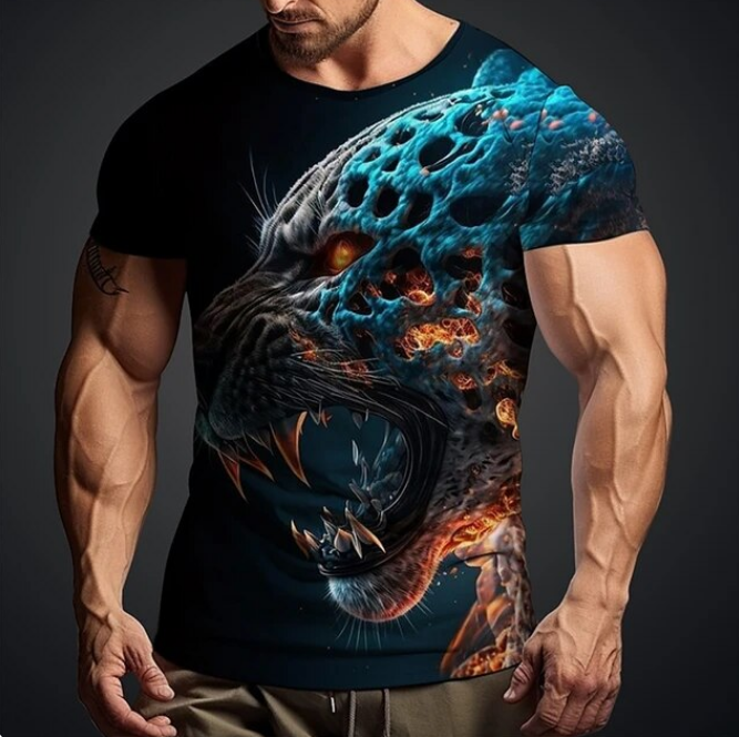 Retro Men Tshirt 3D Leopard - DUGO