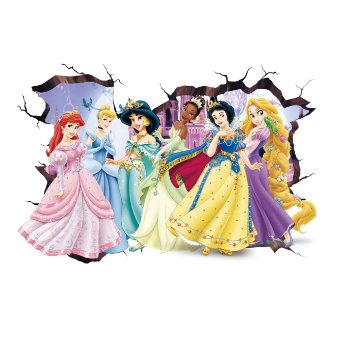 Cartoon Lovely Snow White Cinderella Aurora Princess Wall Stickers