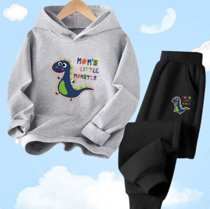 Children Autumn And Winter Suit Cartoon Dinosaur Printed Hoodie