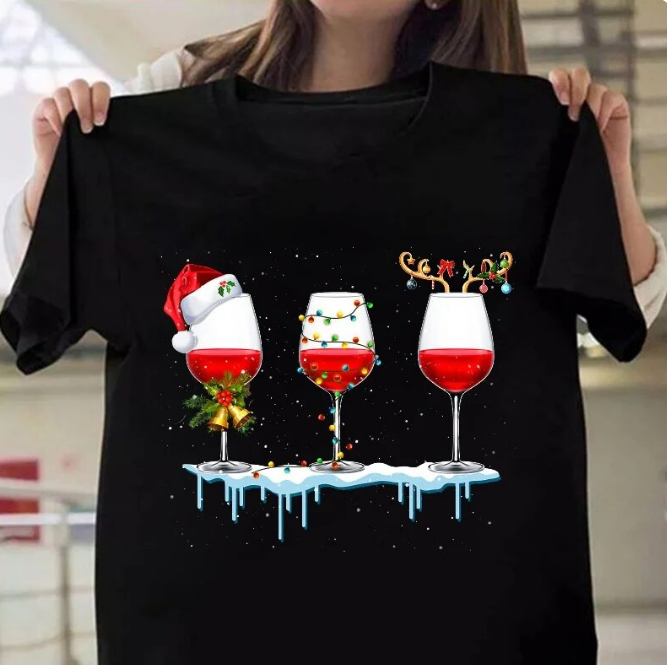 Funny Christmas Pattern Tshirt Short Sleeve