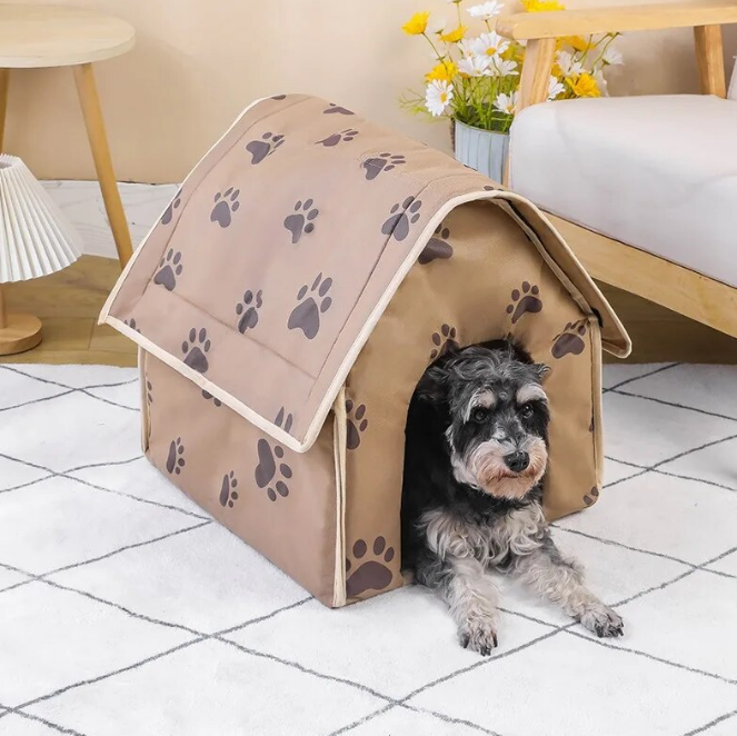 Pet House Portable Cat Dog Villa Footprint Pattern Cats Dogs