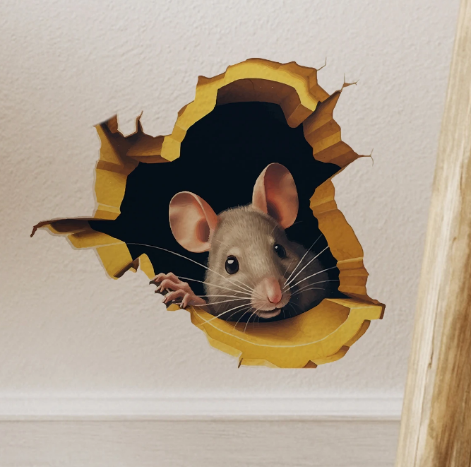 3D Effect Mouse Hole Sticker Home Decoration