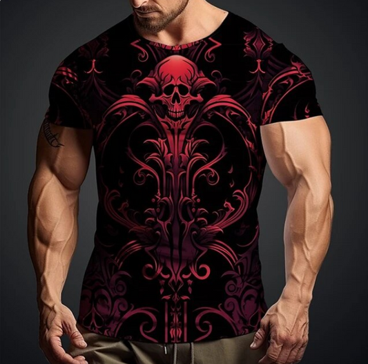 3D Skull Print Tshirt For Men Retro Unique