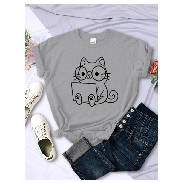 Careful Study Of Work Cat Sketches Women Tshirt