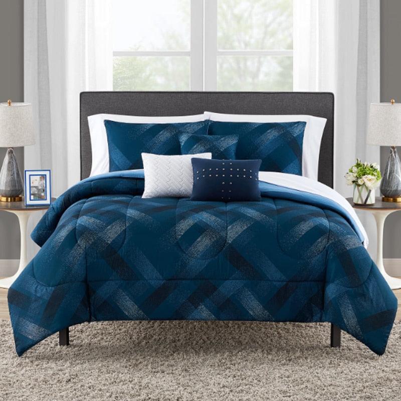 Mainstays Navy Plaid Bed In A Bag Comforter Set With Sheets