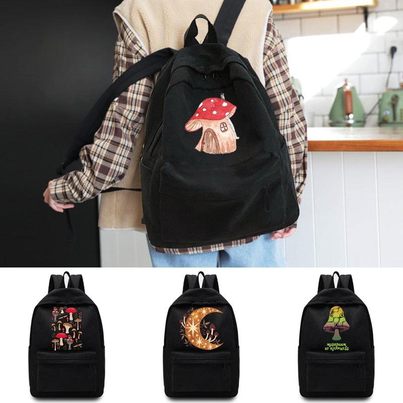 Backpack Version Mushroom Printed Middle School Student Schoolbag Casual Back Pack